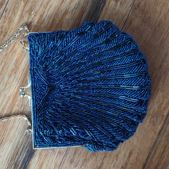 Vintage Blue Beaded Evening Bag - Picture 2 of 6
